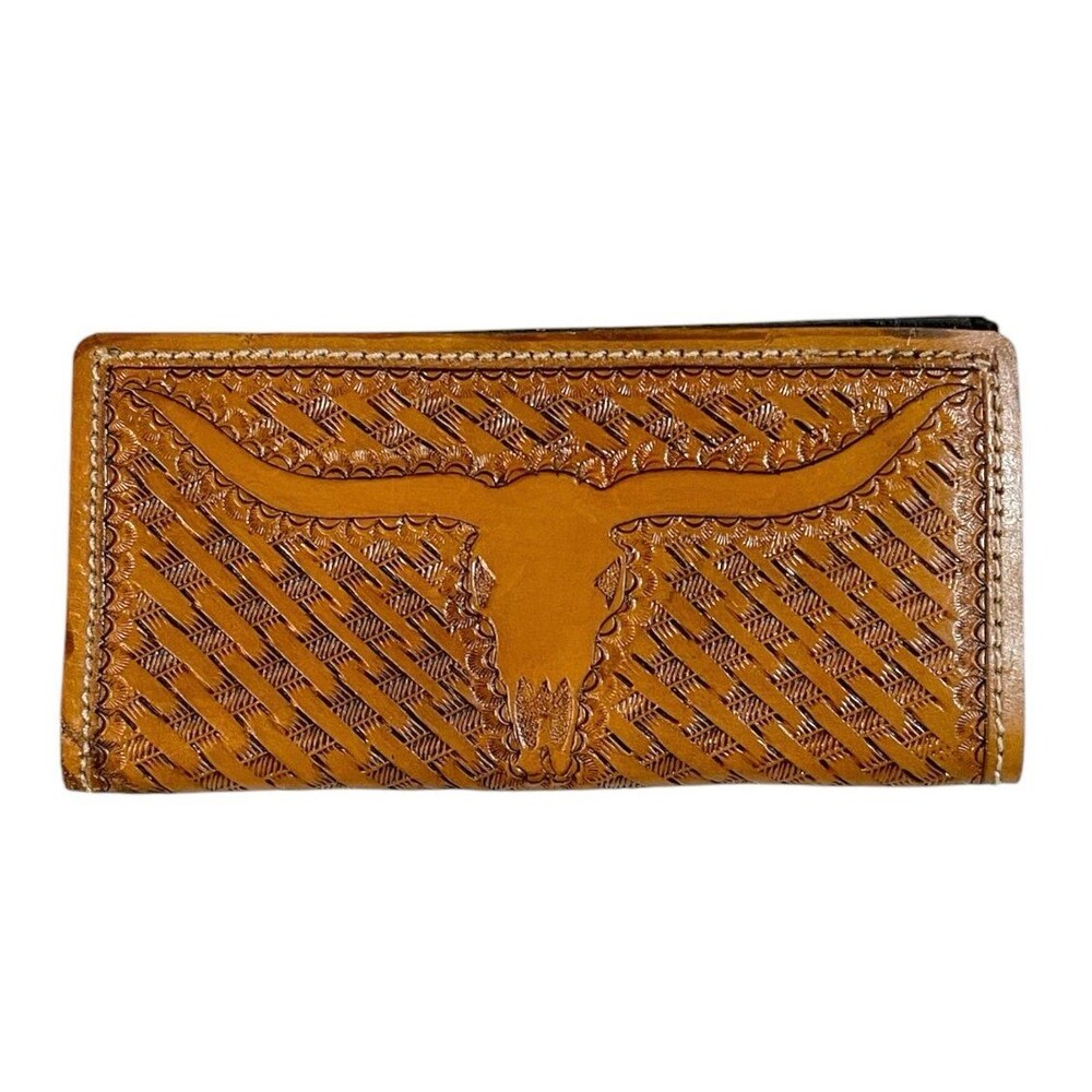 Handmade Western Leather Wallet with Longhorn Design